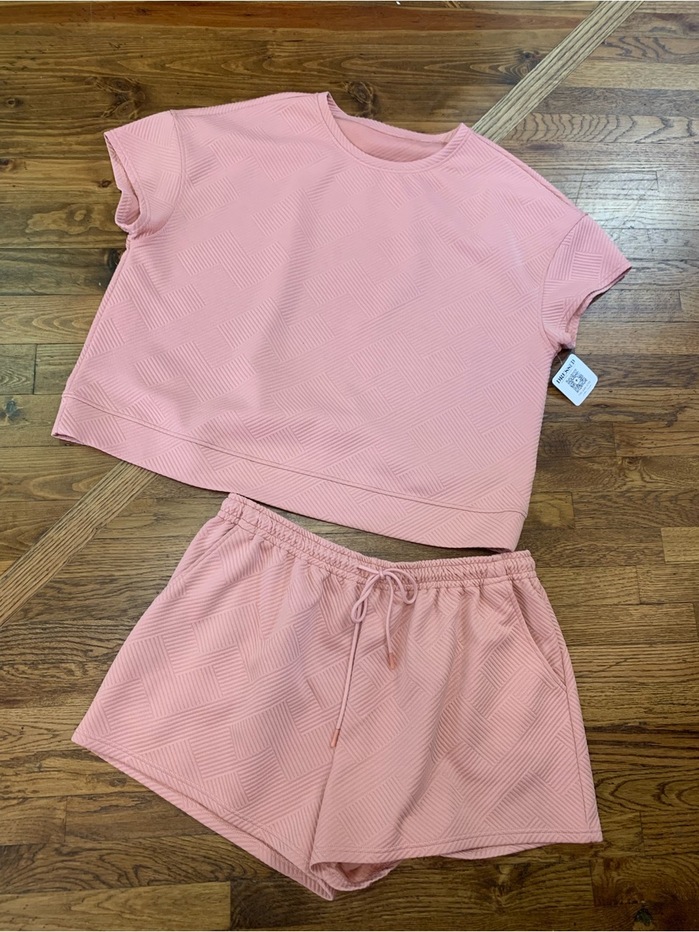 Women's Pink Quilted Lounge Top & Shorts Set